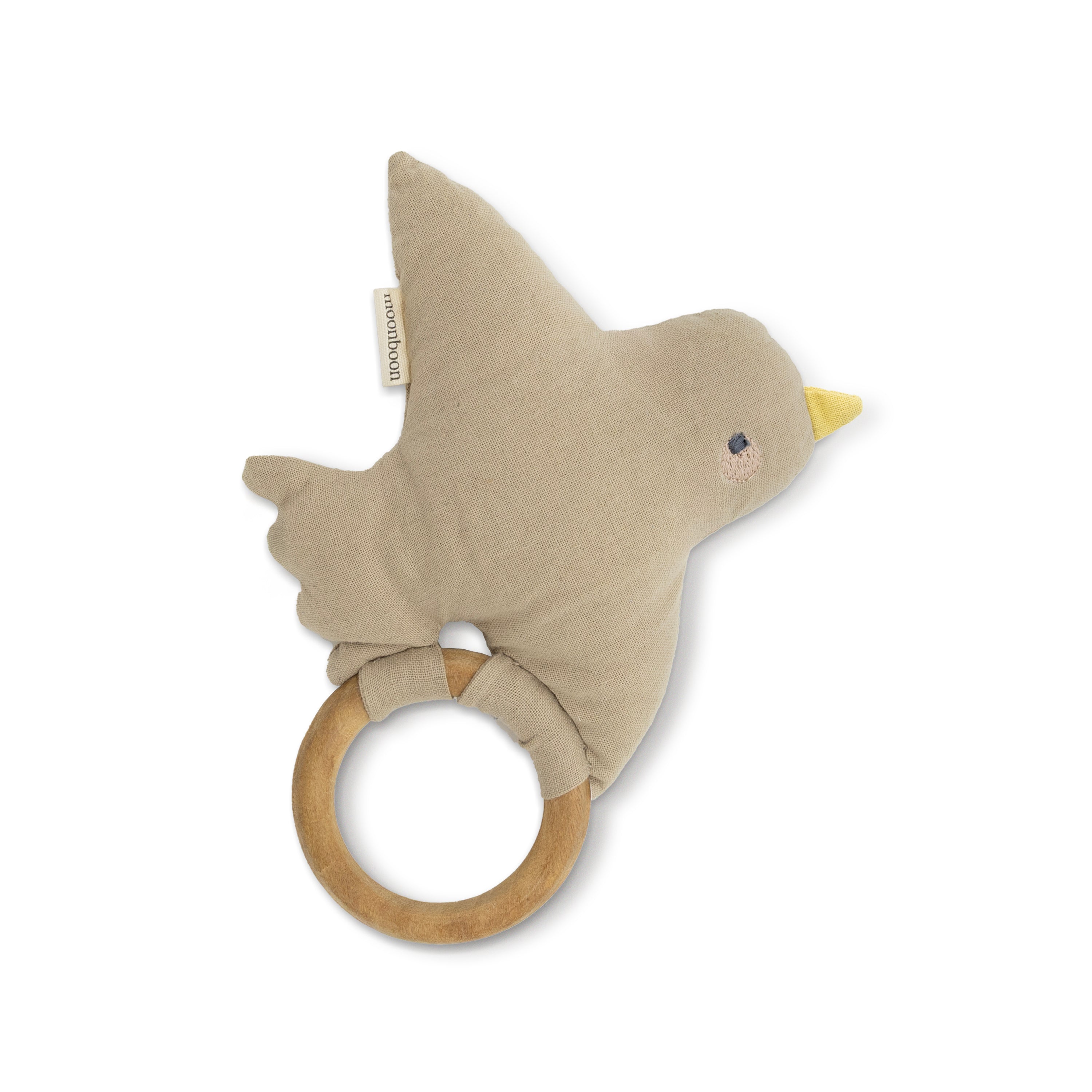 Normal Ring Rattle Baby rattle with a Soft, Cute Little Bird & Smooth Wooden Ring